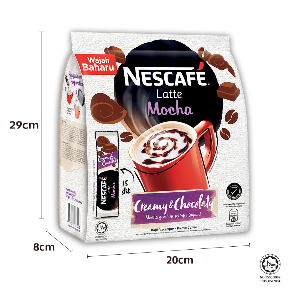 NESCAFE Latte Mocha 15x31g FREE Ice Tray, x2 packs [Exp : Nov'22]