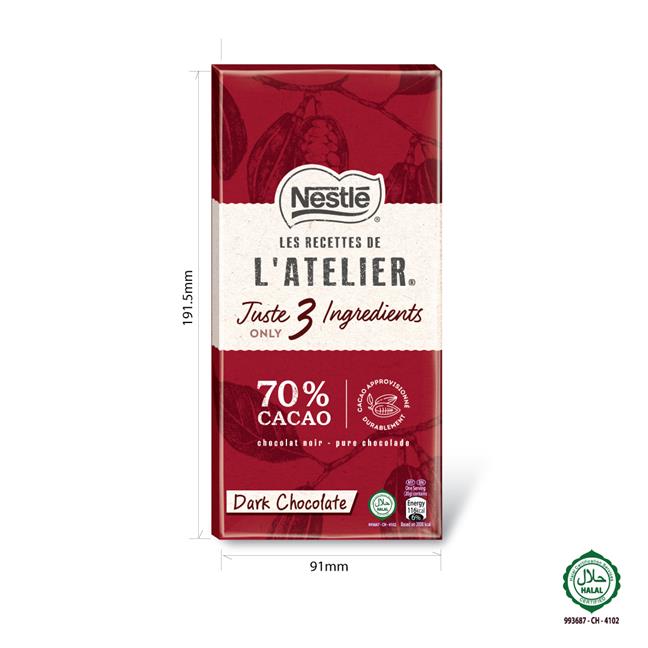 Nestle Les Recettes de lAtelier Dark Chocolate 70% Cacao 100g
