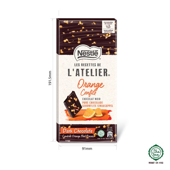 Nestle Les Recettes de lAtelier Dark Chocolate with Candied Orange Peel Pieces