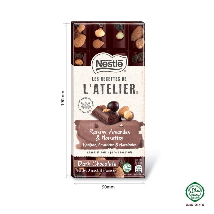 Nestle Les Recettes de lAtelier Dark Chocolate with Raisins, Amandes and Noise