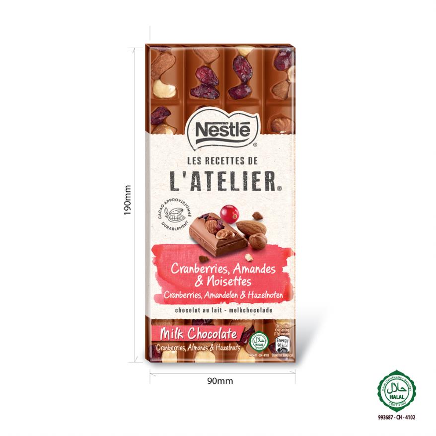 Nestle Les Recettes de lAtelier Milk Chocolate with Cranberries, Hazelnuts, an