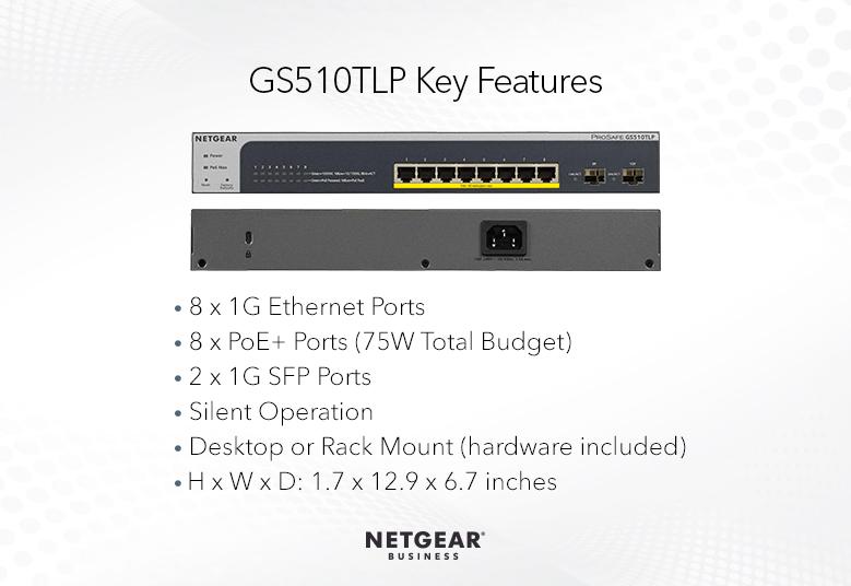 NETGEAR GS510TLP 8-PORT GIGABIT ETHERNET SMART SWITCH