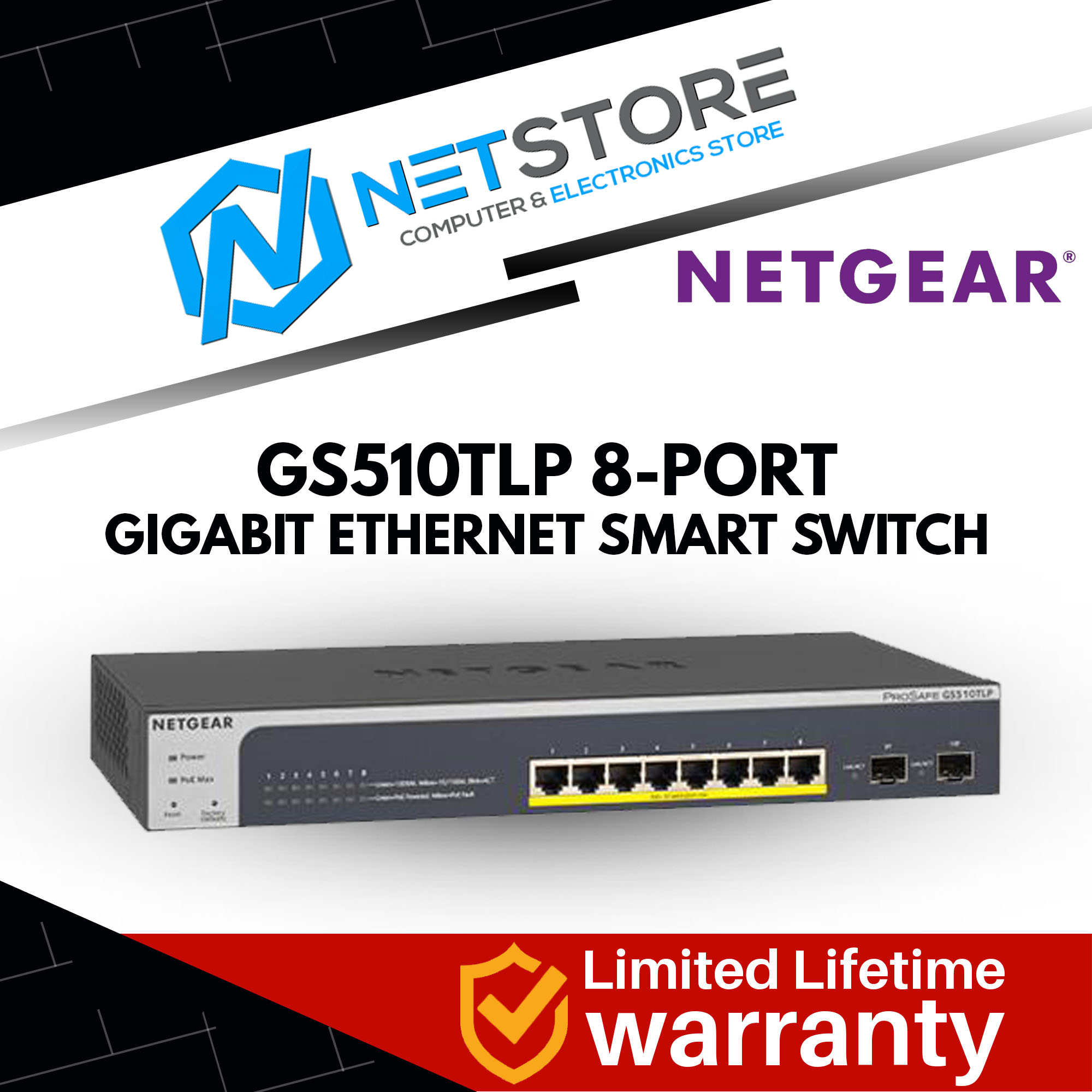 NETGEAR GS510TLP 8-PORT GIGABIT ETHERNET SMART SWITCH