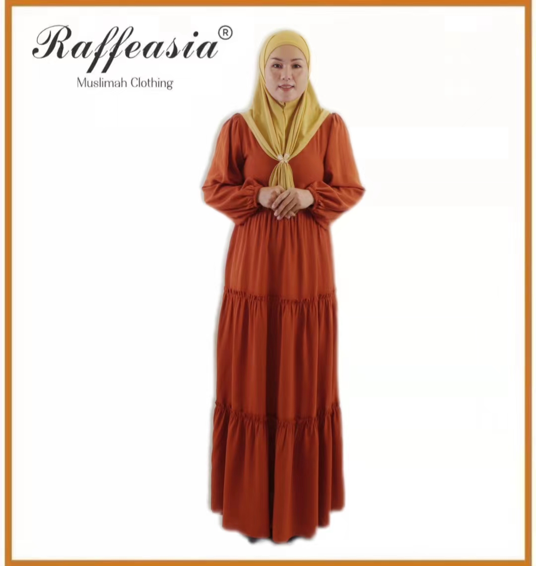 New&#128293;Raffeasia Dress Muslimah 3 Layer Plain Labuh Ready Stock