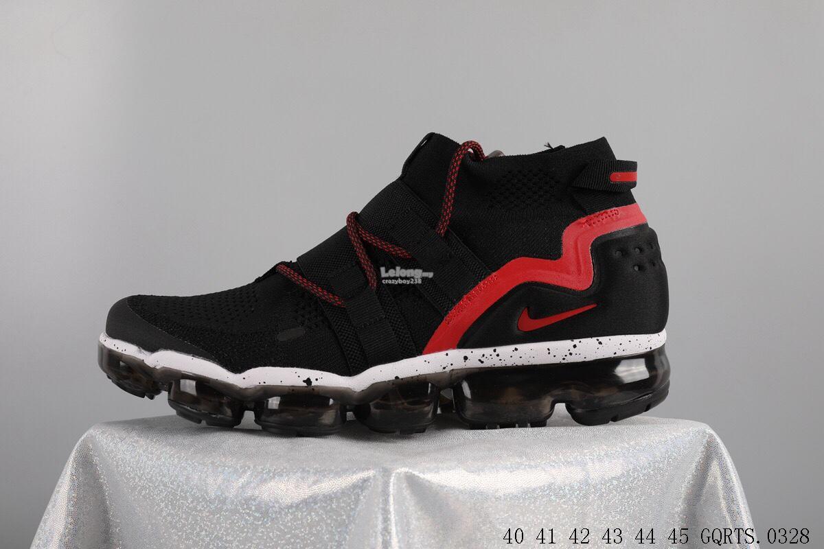 nike black and red air vapormax run utility sneakers