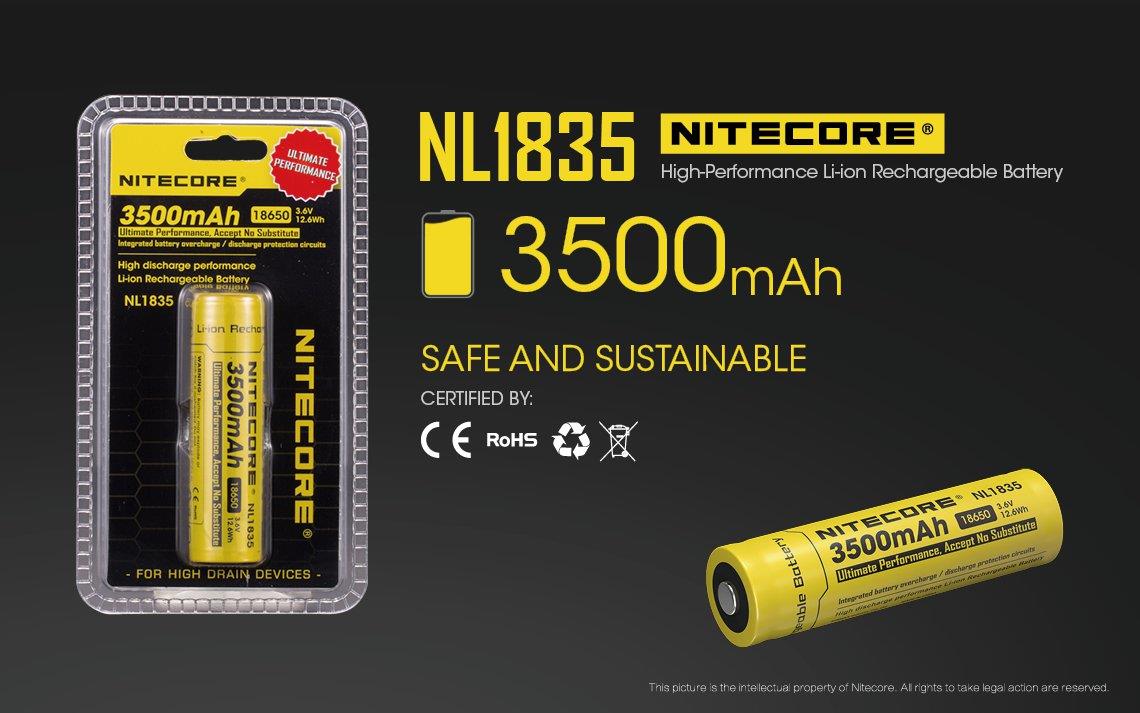 Nitecore 18650 Li-ion 3500mAh Rechargeable Battery (NL1835)