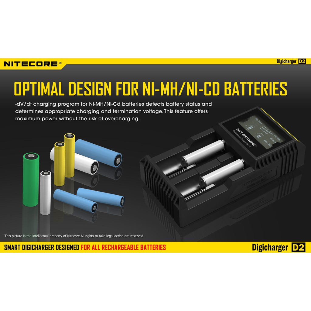 Nitecore D2 Digicharger LCD Display Battery Charger Malaysia 2 Pin Plug