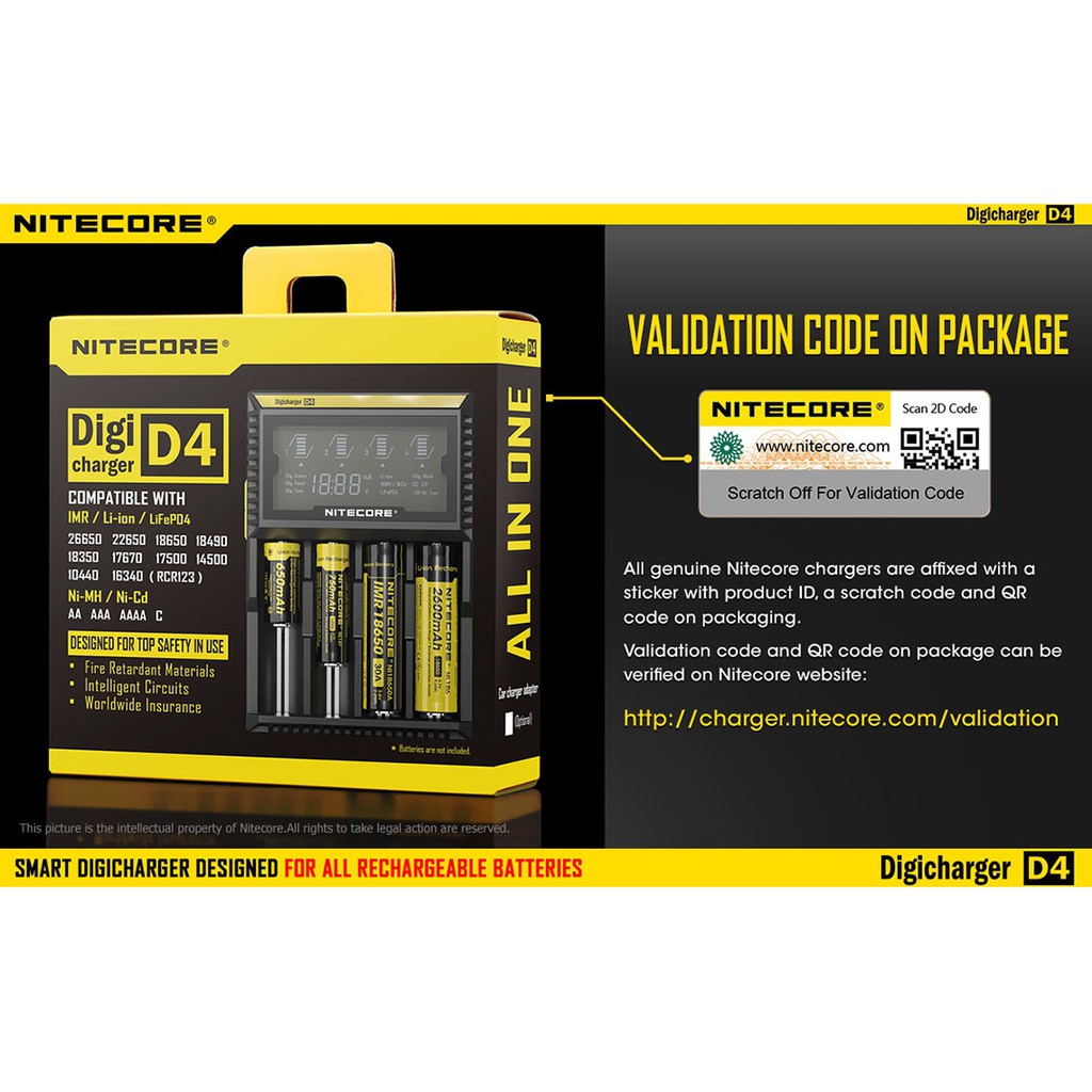 Nitecore D4 Digicharger LCD Display Battery Charger Malaysia 2 Pin Plug