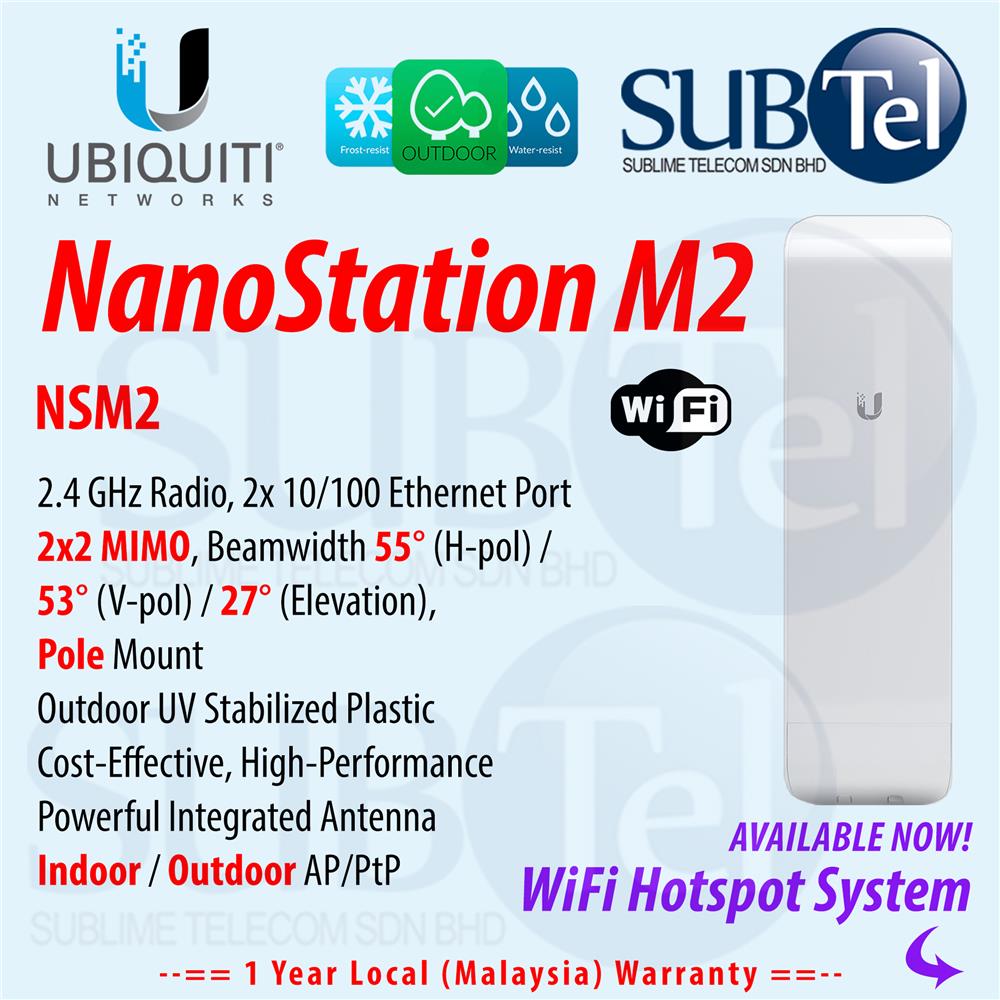 NSM2 Ubiquiti NanoStation M 2 Outdoor Access Point SOCIAL WIFI HOTSPOT