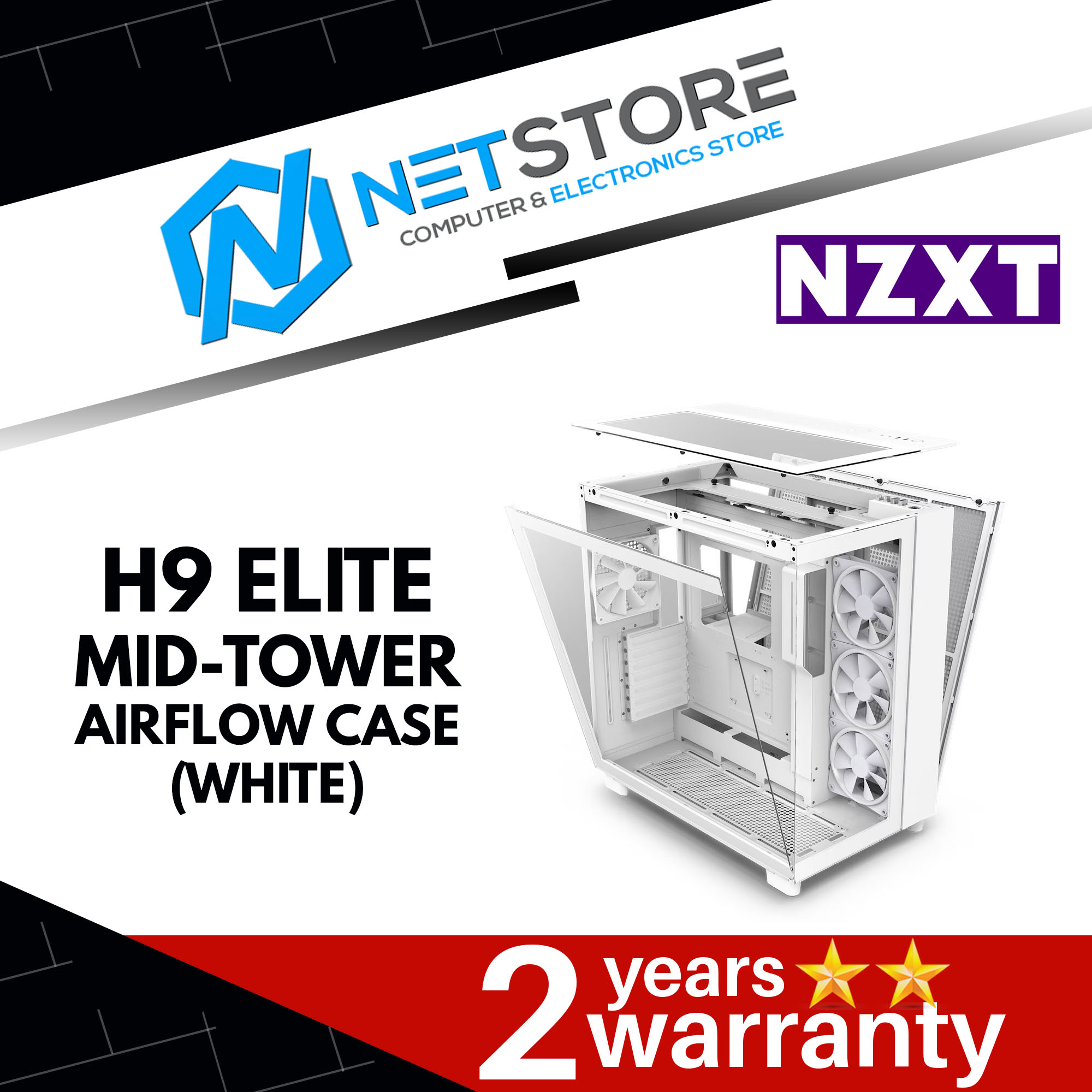 NZXT H9 ELITE MID-TOWER CASE - WHITE -CM-H91EW-01