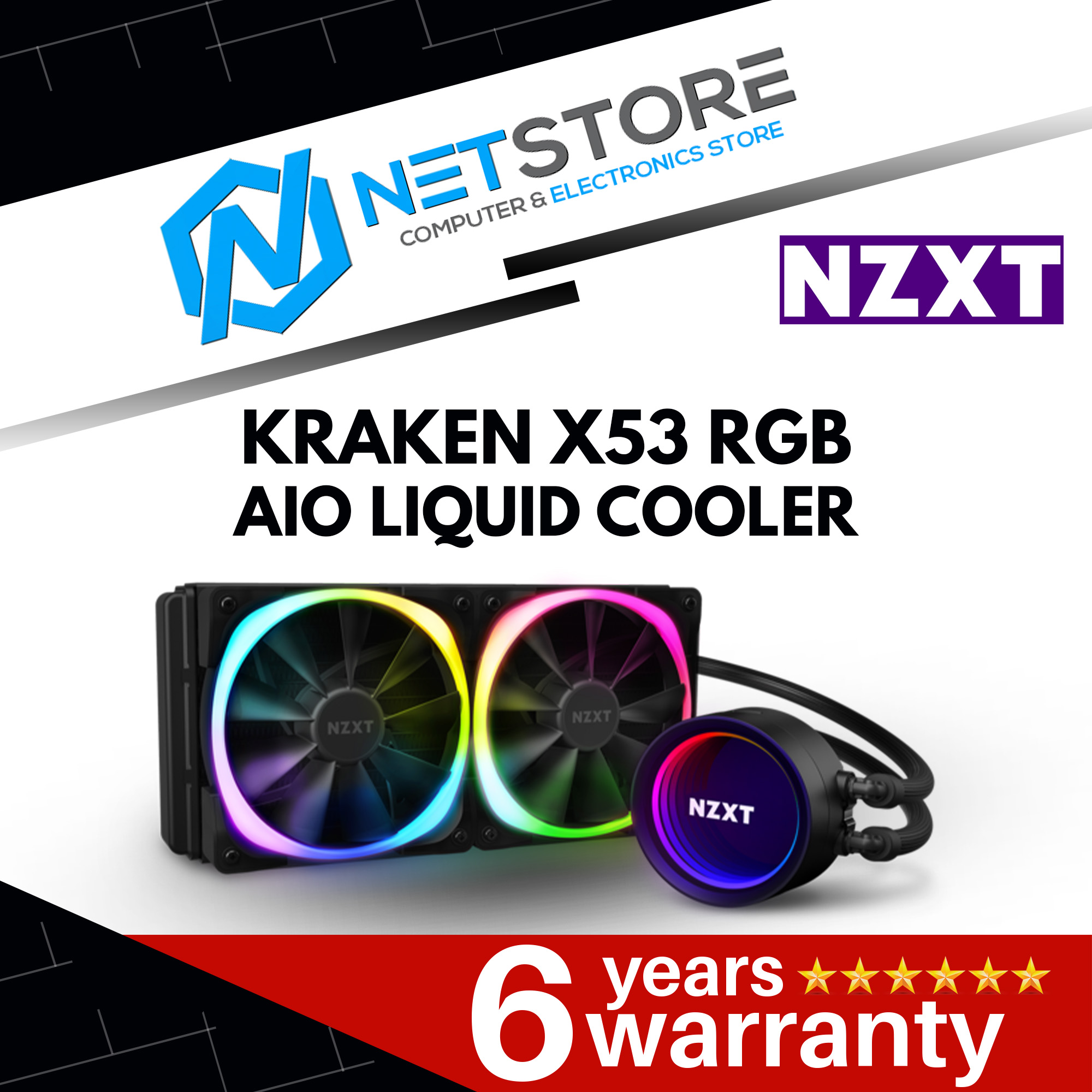 NZXT KRAKEN X53 RGB 240mm AIO LIQUID COOLER - RL-KRX53-R1