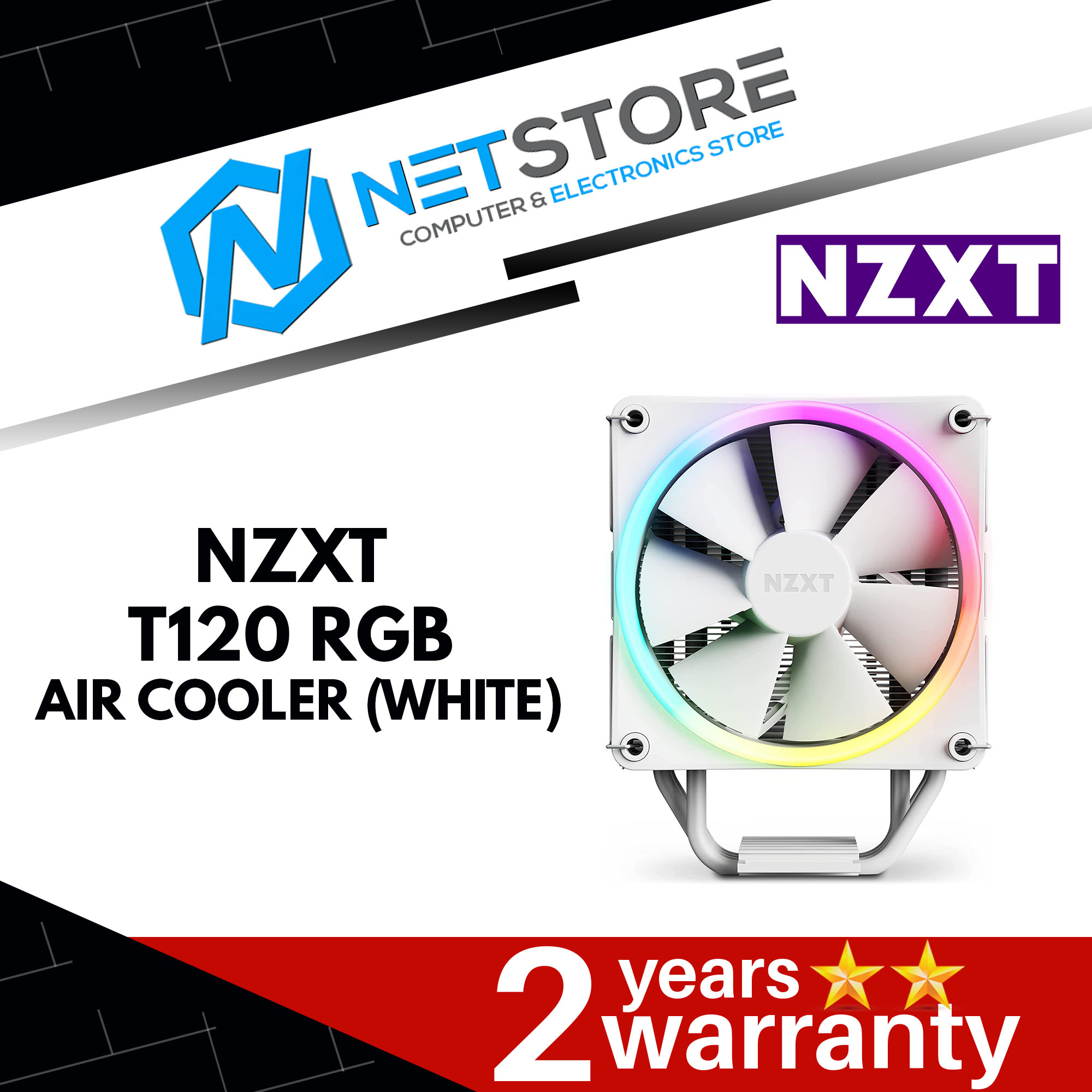 NZXT T120 RGB AIR COOLER - WHITE - RC-TR120-W1