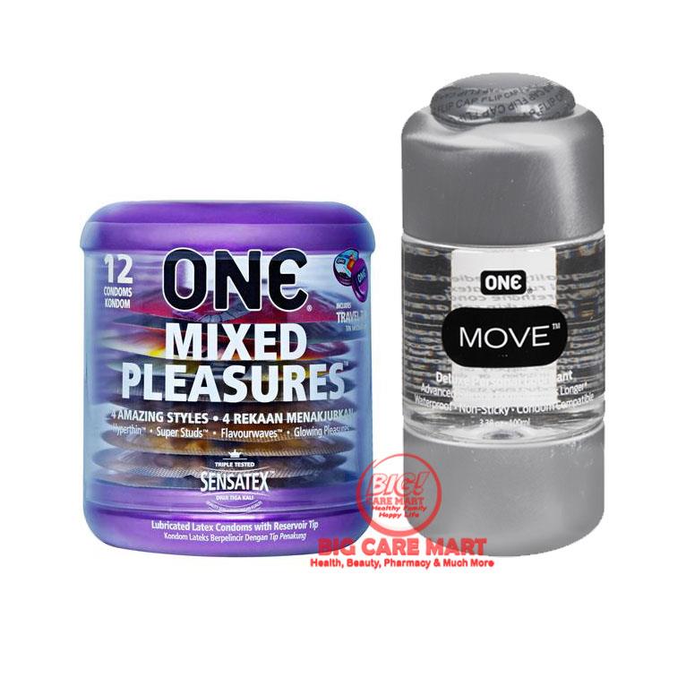 One Mixed Pleasures Condoms 12s Made in USA + Silicone Lubricant 
