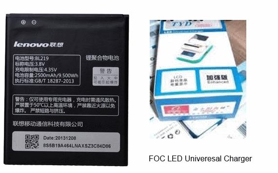 Original BL219 2500mah battery for Lenovo A880 FOC Charger