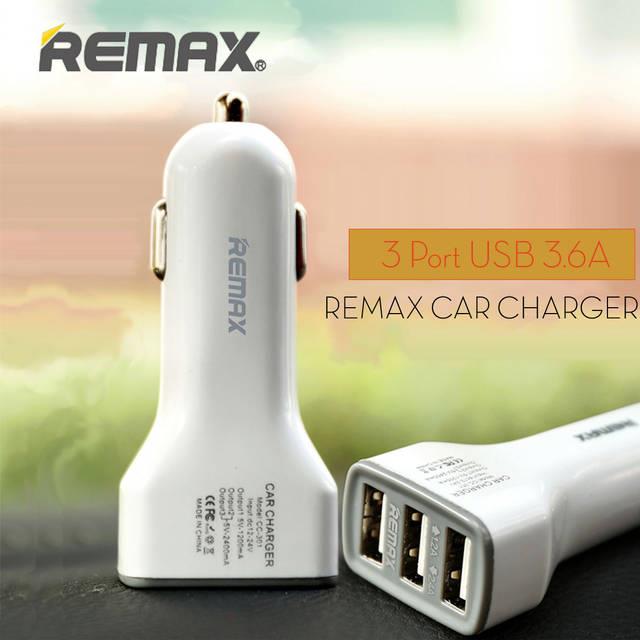 Original Remax CC-301 CC-201 2 / 3 USB Port 3.6A Car Charger Adapter