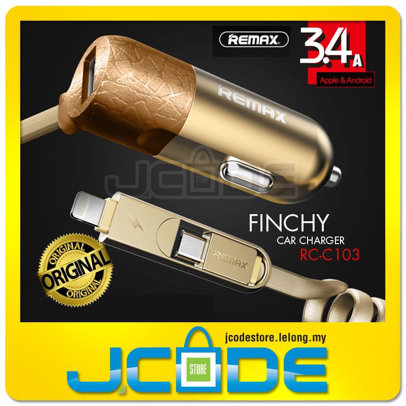 Original Remax Finchy 2in1 Micro Lightning Car Charger 3.4A - RC-C103 Original Remax Finchy 2in1 Micro Lightning Car Charger 3.4A - RC-C103