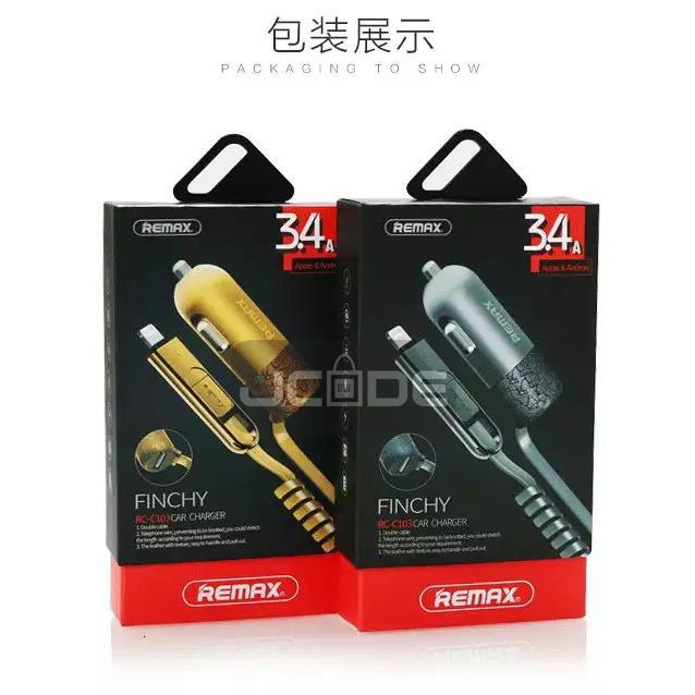Original Remax Finchy 2in1 Micro Lightning Car Charger 3.4A - RC-C103 Original Remax Finchy 2in1 Micro Lightning Car Charger 3.4A - RC-C103