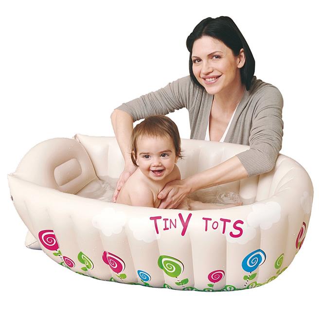 ORIGINAL TINY TOTS BABY BATH TUB INFLATABLE WITH HEAT SENSOR Free Pump