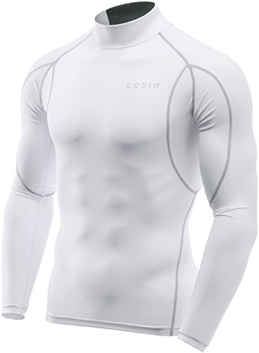 Athletic Workout Shirt TSLA Mens Cool Dry Mock Long Sleeve Compression Shirts Active Sports Base Layer T-Shirt UPF 50