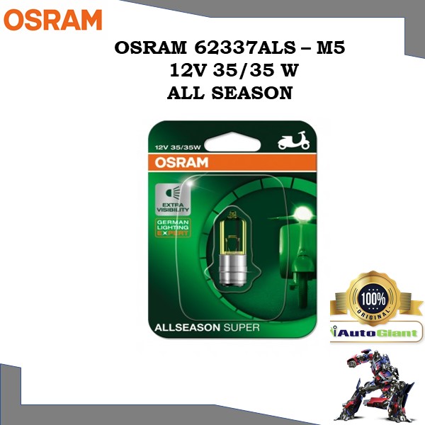 OSRAM 62337ALS - M5 12V 35/35W ALL SEASON LAMPU MOTOR DEPAN