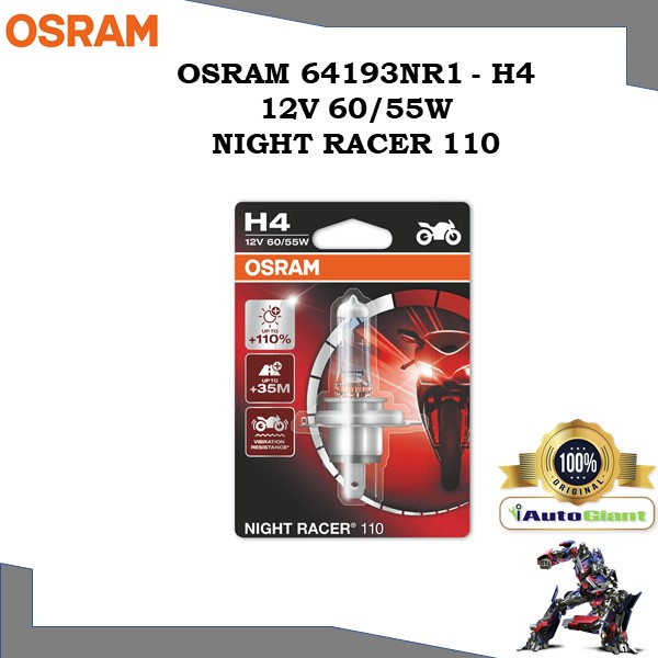 OSRAM 64193NR1 - H4 12V 60/55W NIGHT RACER 110 LAMPU DEPAN