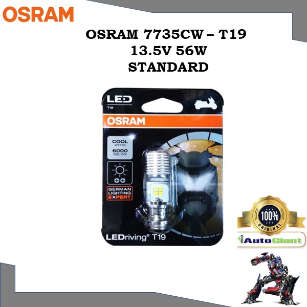 OSRAM 7735CW - T19 13.5V 5/6W STANDARD LAMPU DEPAN PUTIH (LED)
