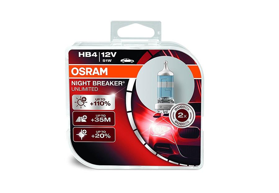 Twin Pack OSRAM NIGHT BREAKER UNLIMITED HB4 Headlight Bulbs