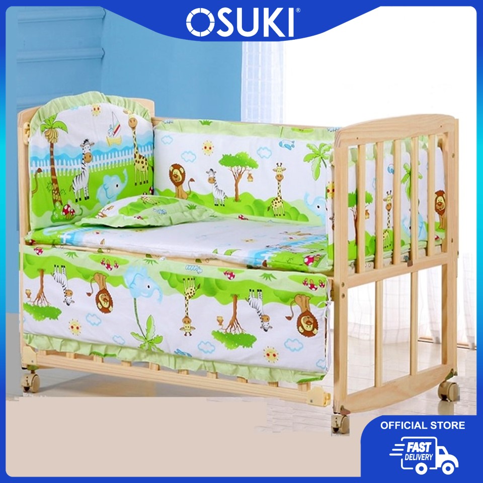OSUKI Baby Cot + Bedding Bump Set (Free Mosquito Net)
