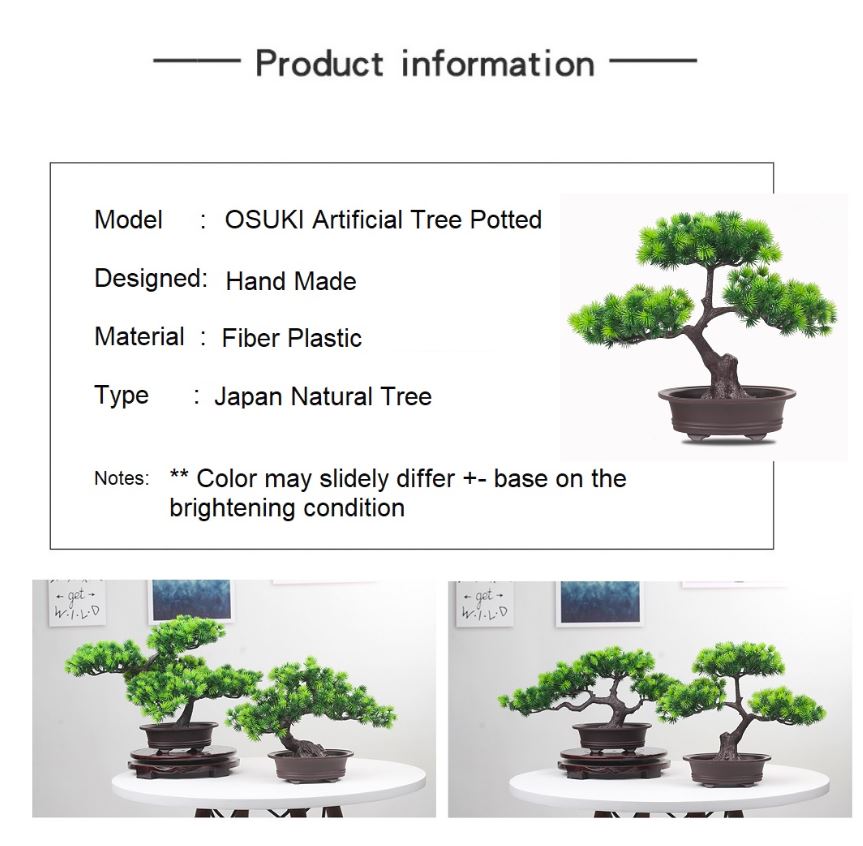 OSUKI Bonsai Tree Artificial Potted Plant 30 x 29cm - T Model