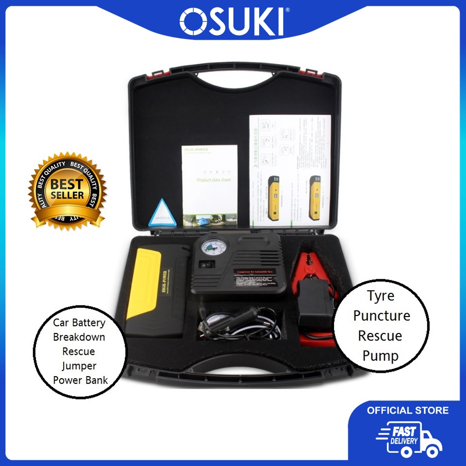 OSUKI Car Starter Jumper Power Bank 14000mAh (FREE Tyre Pump)