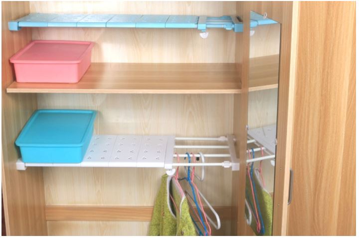 OSUKI Extendable Kitchen or Wardrobe Rack (White)
