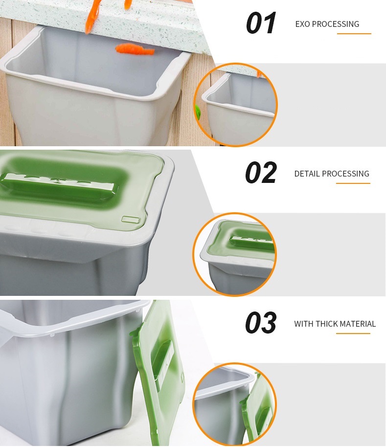 OSUKI Kitchen Hang Cabinet Dustbin Basket Storage With Lid