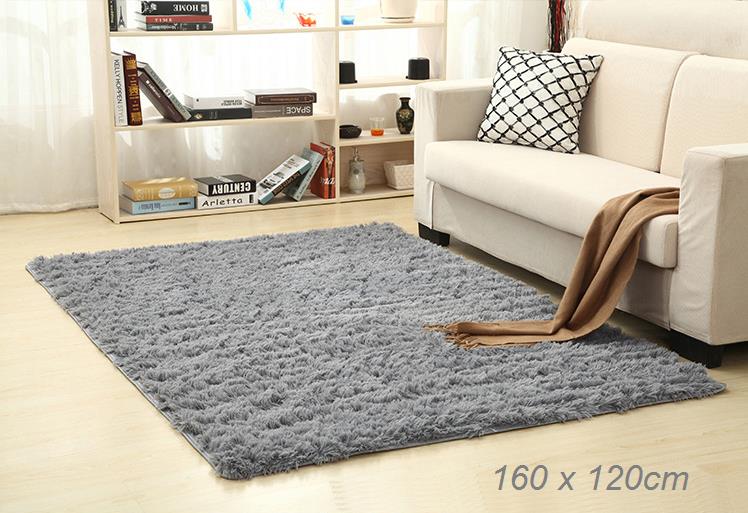 OSUKI Modern 160 x 120cm Living Room Silky Wool Carpet (Grey)