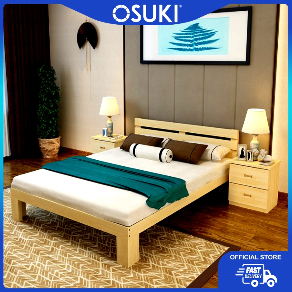OSUKI Pine Wood Queen Size Bed Frame 200 x 150cm