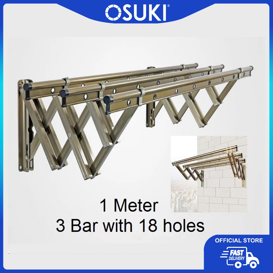 OSUKI Stainless Steel Wall Drying Rack Clothes Hanger With 18 Holes