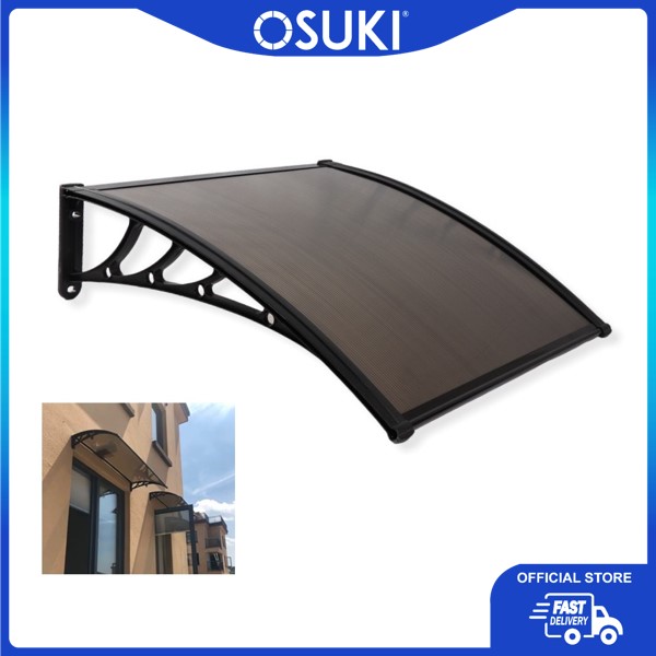 OSUKI Sunshield Awning Cover Polycarbonate 100 x 60cm (Dark Brown)