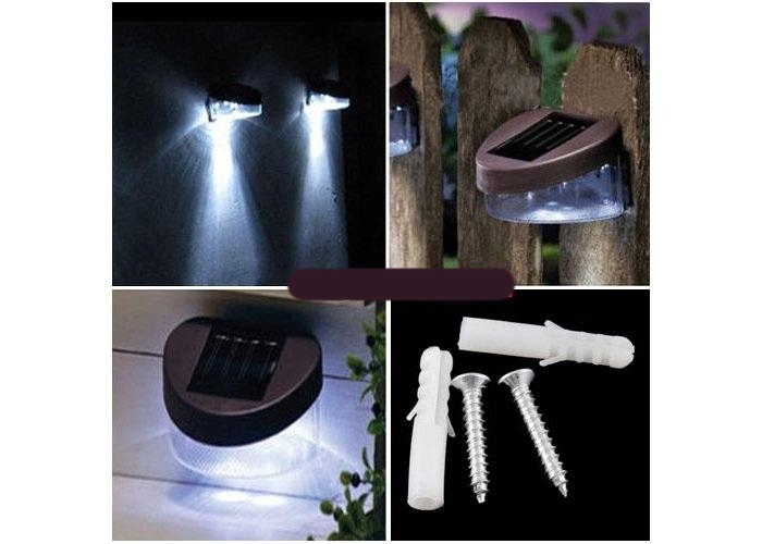 Outdoor Solar Powered 2 LED Wall Stairway Mount Garden Cool Fence Ligh