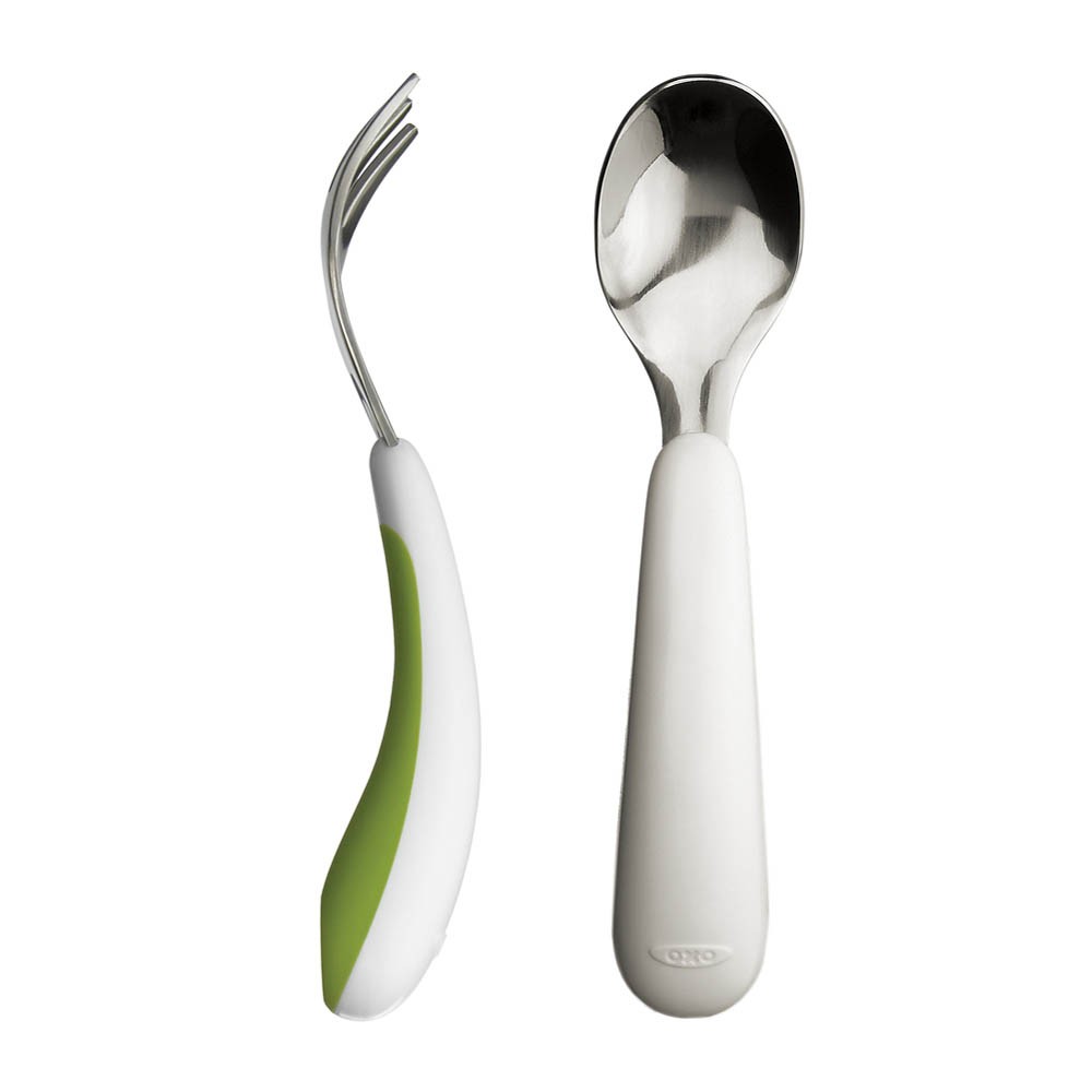 OXO Tot - Fork and Spoon Set - Green