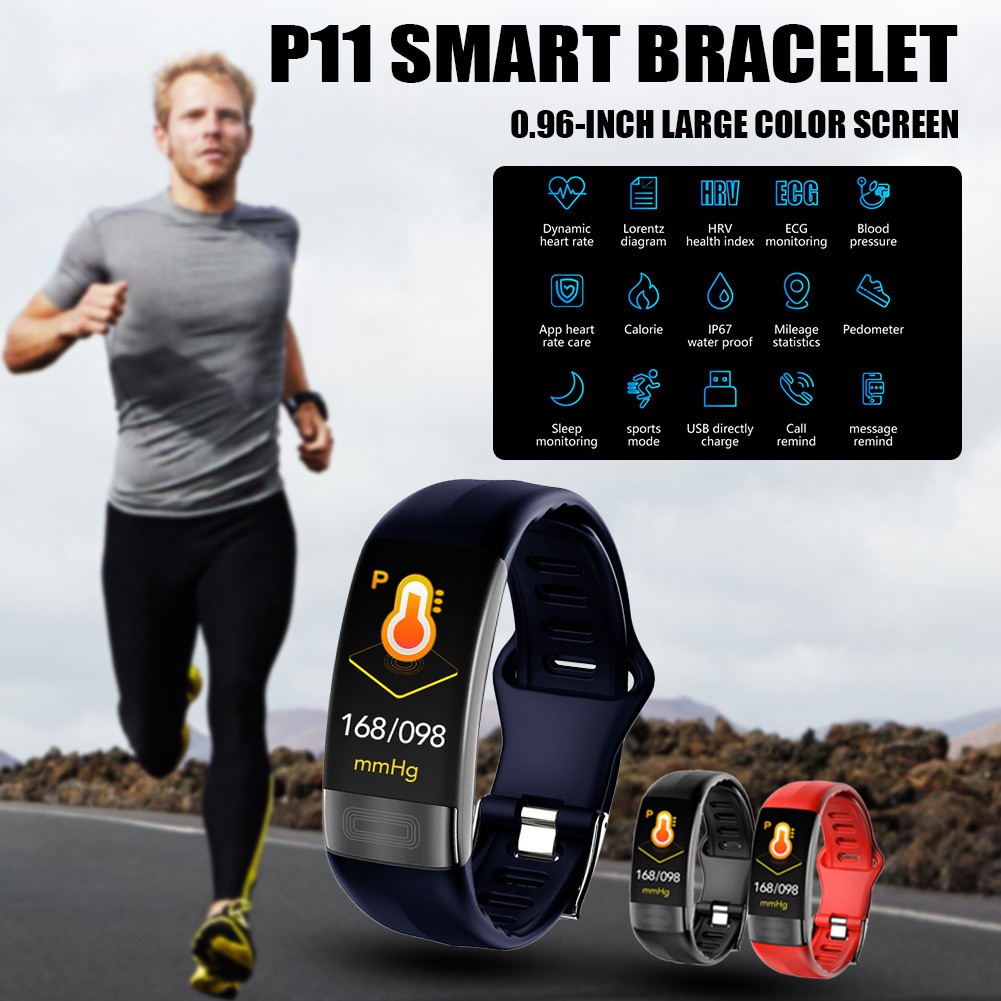 P11 PPG+ECG Heart Rate Blood Pressure Monitor Activity Fitness Tracker Smart W