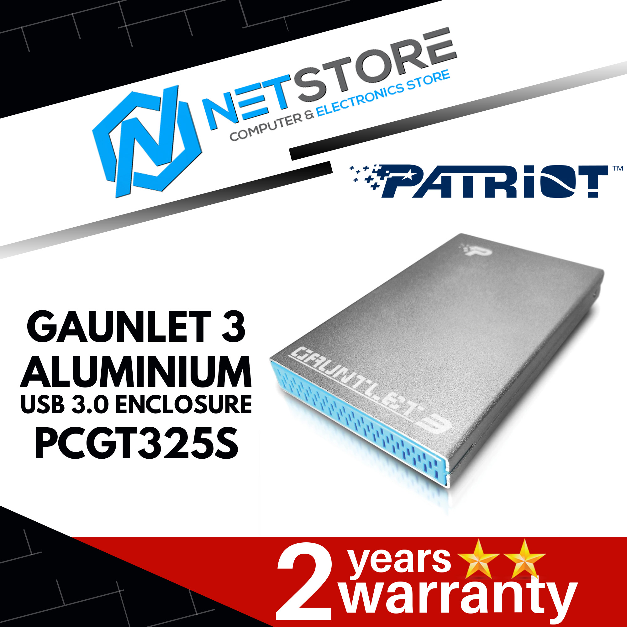 PATRIOT GAUNTLET 3 Aluminum USB 3.0 External Hard Drive Enclosure 2.5&quot;