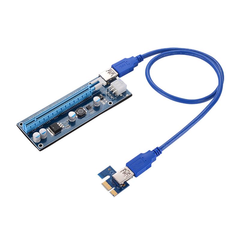 PCIE PCI-E Express 1X to 16X Mining Extender Riser Card USB3.0 6PIN