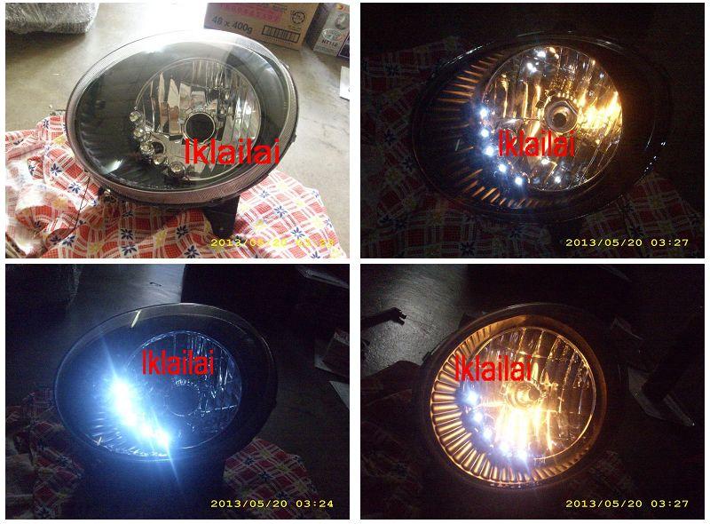 Perodua Kancil '02 Head Lamp Crystal Black with DRL LED per pair