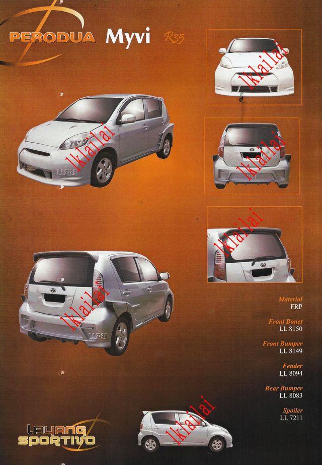 Perodua Myvi '05 R35 Widebody Style Full Set Body Kit [Bumper/Bonnet]]