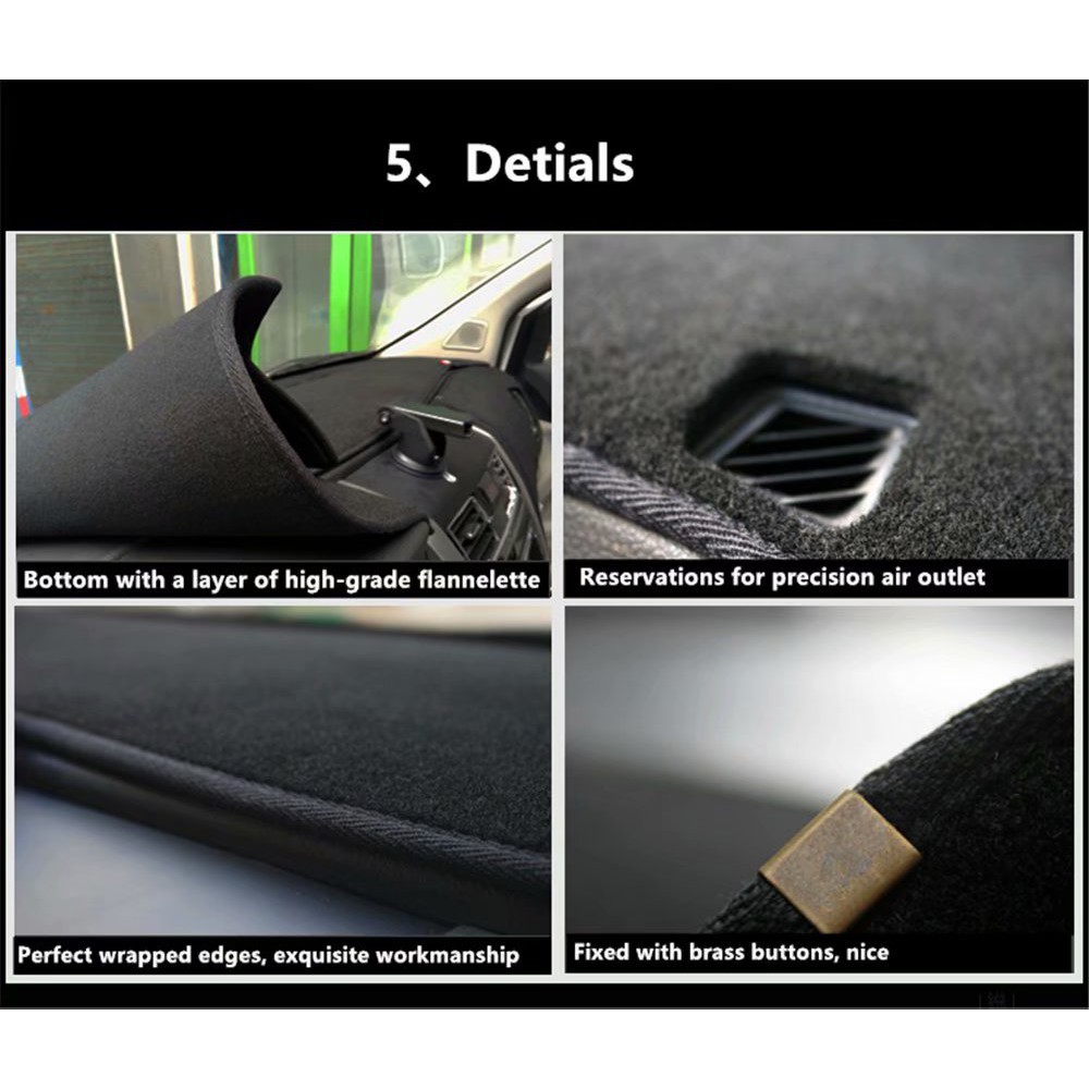Perodua Myvi 2018 Dashmat Anti Slip Dashboard Cover Black Carpet With Red Edge