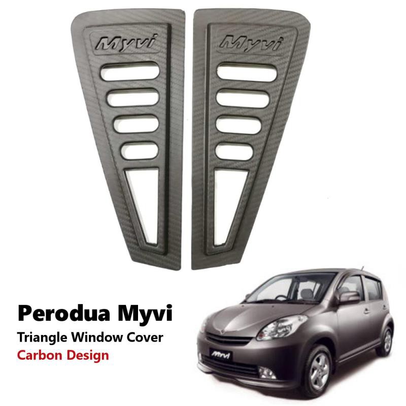 Perodua Myvi Rear Side 3D Carbon Window Triangle Mirror Cover Protector