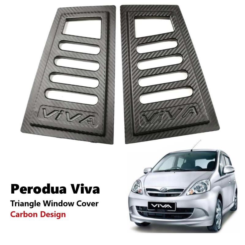 Perodua Viva Rear Side 3D Carbon Window Triangle Mirror Cover Protector