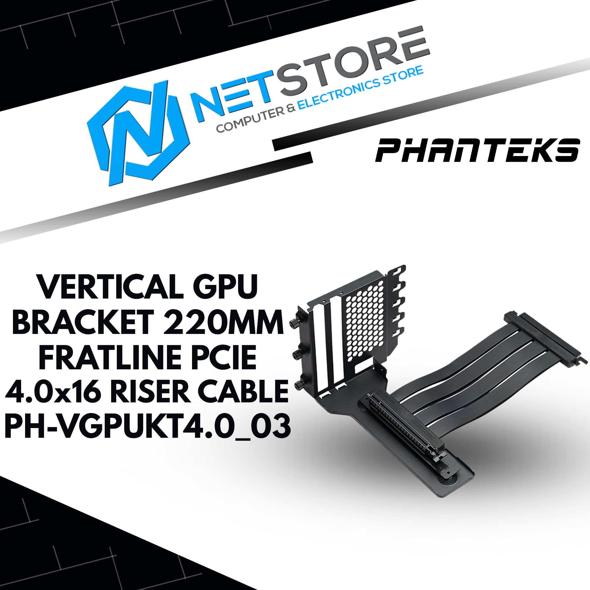 PHANTEKS VERTICAL GPU BRACKET 220MM FRATLINE PCIE 4.0x16 RISER CABLE