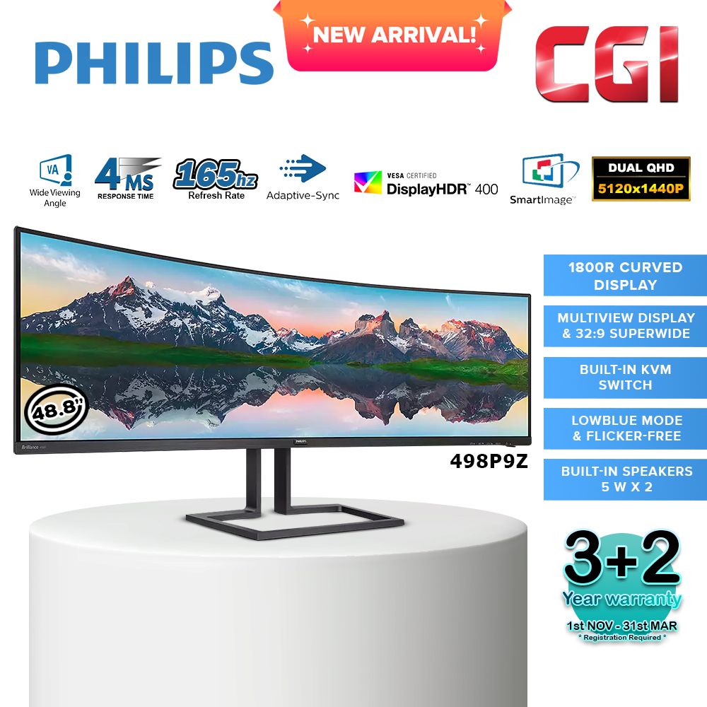 PHILIPS 49&quot; 498P9Z 165Hz VA 4MS DisplayHDR  32:9 SuperWide LCD Monitor