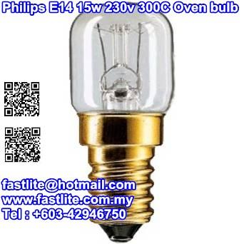 Philips E14 15w 235v 300C T22 clear Oven bulb