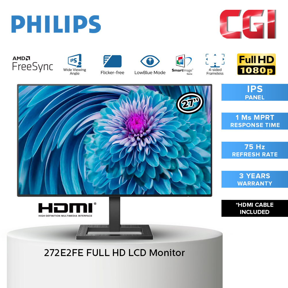 Philips Full HD IPS Free Sync Gaming Monitor (27&quot;/75Hz/1ms) 272E2FE